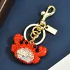 Venta Caliente Transfronteriza Llavero de Cangrejo Completo de Pedrería Colgante de Bolso de Lujo Ligero Forma Linda Adorno para Bolso