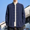 Nueva Chaqueta Cardigan de Color Sólido de Algodón y Lino Estilo Chino para Hombre Temporada de Primavera Otoño Ropa para Hombre Estilo Chino Cuello Alto Botón de Rana Casual Traje Tang Superior