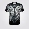 Camiseta Estampado Digital 3D Poliéster Harajuku Verano Manga Corta Popular Armadura Vikinga Vintage Oversize Ropa para Hombre