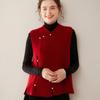 Chaleco de Cachemira Pura Otoño e Invierno Nuevo para Mujer Cuello Hebilla Top sin Mangas Chaleco Estilo Chino Suelto