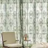 Tecido de cortina fina estilo vintage francês em renda verde estilo princesa, luxo leve, tecido de cortina translúcido mas não transparente