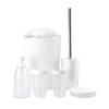 Juego de baño de plástico de color sólido de seis piezas, soporte para cepillo de enjuague bucal, jabonera, almacenamiento para baño, juego de baño en stock