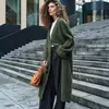 Cardigan Alongado de Tricô Feminino Europeu e Americano Cruzado para Outono e Inverno Cor Lisa Casual Solto Peça Externa Tricô Amazon