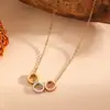 Joyería de Acero Inoxidable Galvanoplastia al Vacío Anillo Hueco Versátil Engranaje Colgante en Forma de Corazón Tricolor Collar para Clavícula para Mujeres