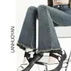 Jeans Azules Vintage Micro-bota para Mujer Ajustados Adelgazantes Primavera 2023 Nuevos de Cintura Alta Versátiles Pantalones de Herradura Rugosos