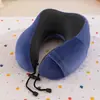 Almohada de Espuma Viscoelástica de Color Sólido en Forma de U, Almohada Redonda de Viaje para el Cuello, Almohada de Espuma Viscoelástica en Forma de U al por Mayor con Impresión de Logo