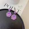 Estilo Nuevo Super Hada Estilo Lujo Extremo Pendientes de Flor de Gota de Aceite Rosa Púrpura Moda Alto Nivel Sentido Nicho Combinan con Todo Joyería para Orejas Mujeres