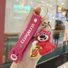 Chaveiro Urso Morango Ganancioso Desenho Animado Fofo Boneco Casal Pingente Chaveiro de Carro Silicone Pequeno Presente Atacado