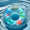 En stock venta al por mayor anillo inflable para natación con estampado de dibujos animados engrosado anillo inflable para natación de dinosaurio pequeño anillo inflable para niños bajo el brazo