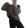 Suéter de Punto de Manga de Linterna de Estilo Coreano Holgado Talla Grande para Mujer Primavera, Otoño e Invierno Nuevo Suéter de Punto Holgado con Top Interior para Mujer