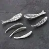 Plata S925 Plata Taian Accesorios DIY Pez Plateado Blanco y Negro Jugando Loto Tubo de Plata Tubo Curvado Pez Pequeño Accesorios de Plata Cuentas Espaciadoras para Pulsera