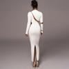 Nova moda feminina europeia e americana transfronteiriça Amazon inverno sexy com recortes manga longa vestido top atacado