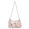 2026 Nuevo Bolso Cruzado de Hombro de Pana con Lazo y Corazón Estilo Coreano de Moda Veraniego Fresco para Mujer