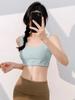 Nuevo Estilo Sujetador Deportivo de Fitness con Almohadilla Fija de Una Pieza, Color Sólido a Rayas, Chaleco de Yoga Recogido Auxiliar para Mujer