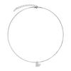 Collar de plata cepillada estilo frío con cadena de hueso de serpiente, collar geométrico irregular simple con amor, accesorios fotográficos de nicho para mujeres