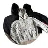 Moletom com capuz cinza de estilo retrô americano com estampa de estrelas, masculino, modelagem solta, jaqueta casual com zíper para o outono