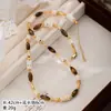Conjunto de Joyería de Collar y Pulsera con Piedra Ojo de Tigre Ovalada Estilo Maillard y Cuentas de Bambú Conjunto de Joyería de Diseño de Nicho