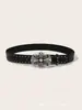 Cinturón de Cuero Versátil Americano Subcultura Unisex Tachonado Fresco Moda Oscura Nicho en Forma de Cruz Estilo Retro