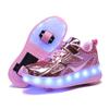 Zapatos Heelby para Niños y Niñas Zapatos Explosivos para Caminar para Adultos Zapatos Voladores de Dos Ruedas con Ruedas con Cordones Zapatos para Niñas y Estudiantes Patines de Ruedas