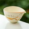 Taza de Cerámica para Compartir Té de Gato Naranja Atrae-Fortuna con Esmalte Beige, Accesorio de Juego de Té de Alta Gama, Recipiente para Verter Té