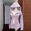 Chamarra sudadera con capucha blanca y gris ajustada para mujer, estilo coreano de otoño, cárdigan ajustado con cremallera, top casual deportivo para yoga