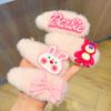 Grampo de cabelo de pelúcia rosa com letras de urso, acessórios para cabelo femininos de outono e inverno, grampo fofo para cabeça, grampo Bb, franja quebrada, grampo de cabelo