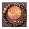 Pulsera Unisex de Ocho Planetas del Universo Transfronterizo con Piedra Natural Ojo de Tigre y Cuentas de Saturno Pulsera Cielo Estrellado
