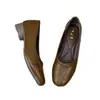 Zapatos de Cuero Suave Estilo Francés Nuevos de Primavera para Mujer, Zapatos Mary Jane de Tacón Bajo, Zapatos de Cuero Versátiles de Boca Baja con Tacón Grueso