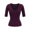 Venta al por mayor Exportación Transfronteriza Ropa de Mujer Verano 2025 Estilo Europeo y Americano Cuello en V Manga Corta Color Puro Ajustada Camisetas Tops para Mujer Z625282