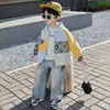 Conjunto de Bloques de Color y Patchwork para Niños de Primavera y Otoño Estilo Coreano Fresco y Moderno Conjunto de Dos Piezas para Bebés y Niños Pequeños