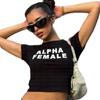 Aliexpress Comercio Exterior Europeo y Americano Nuevo Calle Chica Caliente Trendy Top Corto Ajustado Cuello Redondo Letra Camiseta de Manga Corta