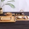Bandeja de Madeira de Bambu em Estilo Japonês Bandeja de Madeira Maciça Bandeja Retangular de Bambu Prato de Madeira Bandeja de Madeira Bandeja Redonda Bandeja para Xícaras de Chá Bandeja para Churrasco