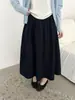26 Nueva colección de otoño: Falda midi de cintura alta, cintura elástica, color liso, plisada, versátil, línea A, para el trabajo y uso casual.