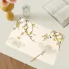 Tapete de Chá Estilo Chinês Floral Impermeável à Prova de Óleo Secagem Rápida para Xícara de Chá Tapete de Mesa em Couro PU Venda por Atacado em Estoque Secagem Rápida