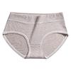 Ropa interior de algodón de color puro liso para mujer, venta al por mayor, pantalones cortos de rayas antibacterianos con entrepierna de algodón, cintura alta, bragas transpirables para el vientre y la cadera.