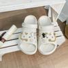 Sapatos com buracos novos transfronteiriços, acessórios faça você mesmo, sapatos com corrente de metal em esquilo preto e branco, fivela de sapato de flor, acessórios de decoração