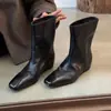 Elegantes Botas de Equitação Quadradas Tendência Moda Coreana 2026 Emagrecimento Simples de Perna Larga para Mulheres, Botas de Meia-Panturrilha que Aumentam a Altura