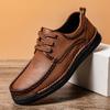 Zapatos Populares Hechos a Mano Transfronterizos para Hombre, Zapatos Casuales Retro, Tenis para Hombre, con Cordones, Puntera Redonda, Juveniles, Británicos de Moda, Zapatos de Piel para Hombre