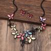 Set de Collar y Aretes de Mariposa de Aceite Colorido de Venta Caliente Transfronteriza, Collar Versátil de Mariposa Pequeña Personalizado Color Negro Plomo para Mujer