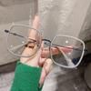 Gafas lisas de montura cuadrada grande estilo coreano para mujer, rojo neto, lisas, verde mate, rojo, anti luz azul, gafas para miopía, cara grande para hombre