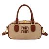 Bolsa Bowling de Design Nicho da Moda Feminina 2025 Nova Moda Versátil Cor Contrastante Bolsa Travesseiro Bolsa de Ombro Transversal