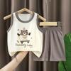 Conjunto de Colete Infantil Algodão Puro Verão Estilo Fino Shorts Sem Manga para Meninos Roupas de Bebê Roupas para Meninas Atacado Roupas Infantis