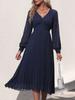 Amazon Estación Independiente Comercio Exterior 2024 Nuevo Otoño Europeo y Americano Vestido de Gama Alta de Color Puro de Manga Larga Transfronterizo para Mujer