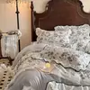 Conjunto de Cama de Inverno de Veludo Leite Francês Embossado de Alto Peso Quatro Peças Estilo Coreano Luxo Leve Conjunto de Roupa de Cama Embossada