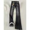 Jeans boca de sino pretos e cinzas de comprimento longo, estilo retrô americano, de cintura baixa, para mulheres altas, calças boca de sino de corte justo e emagrecedor para o outono