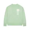 Suéter de Punto Jacquard de Manga Larga Color Sólido Corazón Letra Estilo Coreano Transfronterizo, Holgado Casual Versátil Cuello Redondo Top de Pareja
