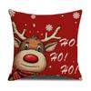 Funda de almohada de lino rojo navideño con estampado digital de alce y copo de nieve, funda de cojín decorativa con atmósfera festiva