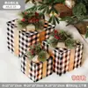 Caixa de Presente de Natal com Luzes, Decorações Xadrez Vermelho e Preto, Caixa Vazia, Enfeites de Pinha, Arranjo de Cena, Conjunto de Caixa de Presente de Três Peças