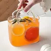 Taza de Té de Frutas de Vidrio de Borosilicato Alto Estilo Bolso, Transparente y Elegante, para Bebidas Ligeramente Embriagadoras, Jugos, Cócteles, Picnic y Fiestas