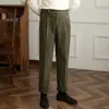 Calça Cropped de Veludo Tendência Coreana Versátil Outono e Inverno com Caimento Calça Casual Reta Masculina Transfronteiriça